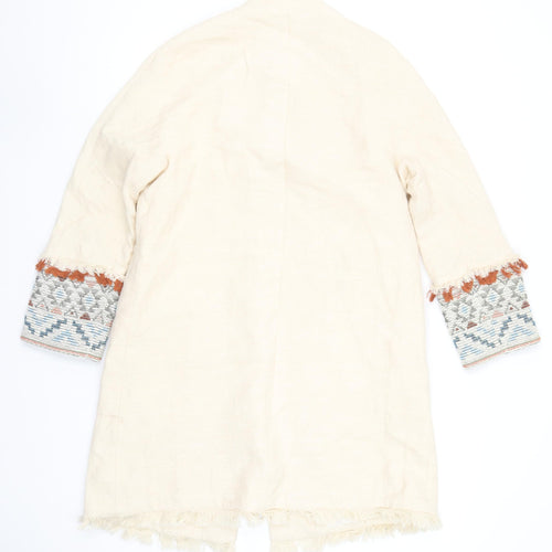 Zara Basic Women’s Ivory Linen Blend Boho Mid-Length Coat XS