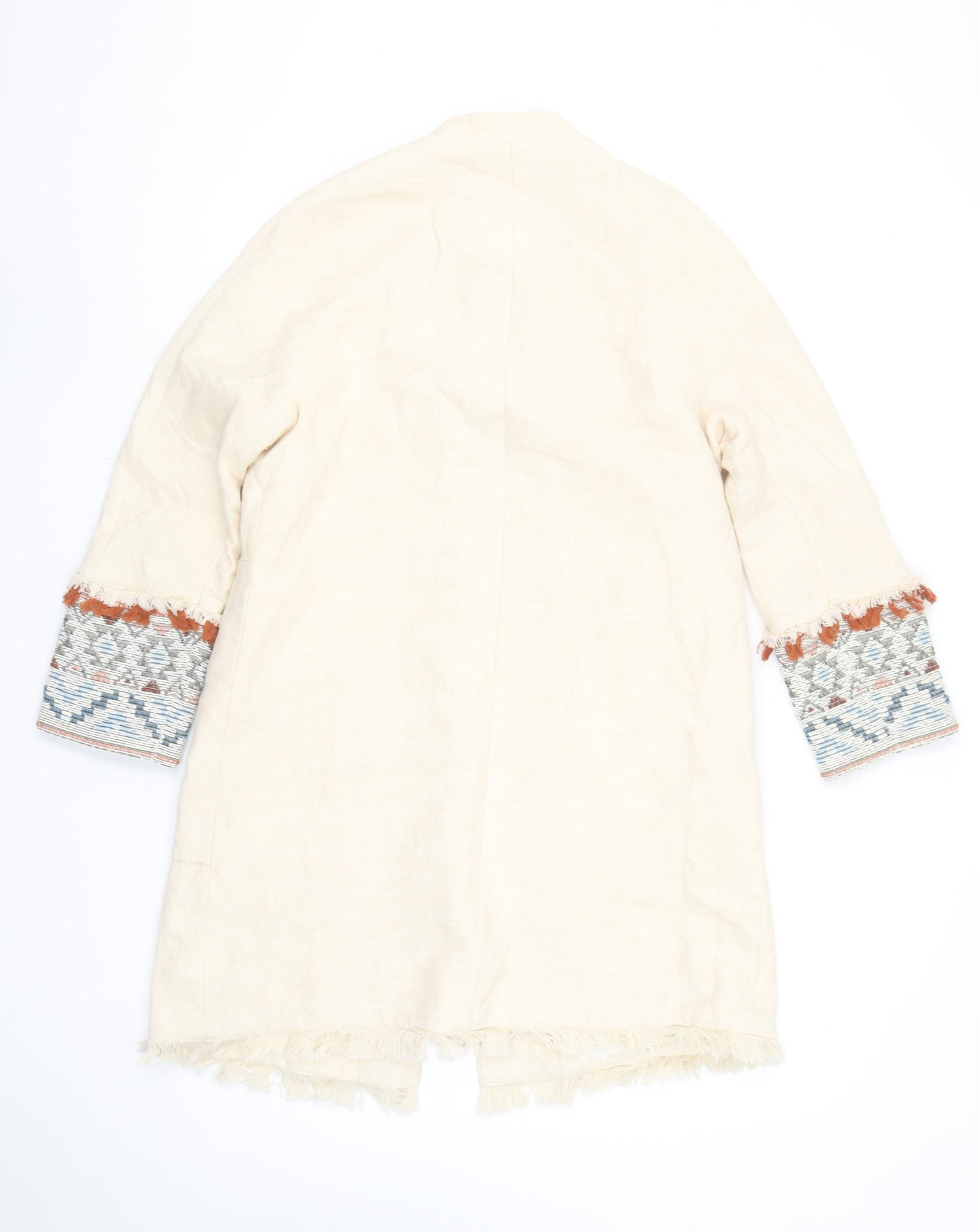 Zara Basic Women’s Ivory Linen Blend Boho Mid-Length Coat XS
