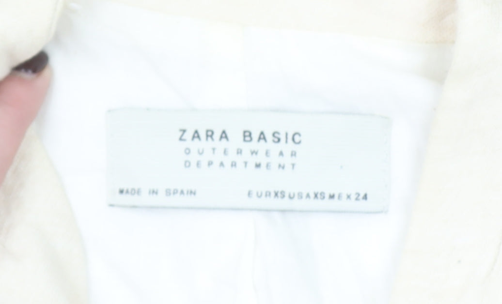 Zara Basic Women’s Ivory Linen Blend Boho Mid-Length Coat XS