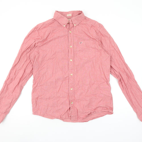 Hollister Men’s Red Slim Fit Long Sleeve Button-Up Shirt M