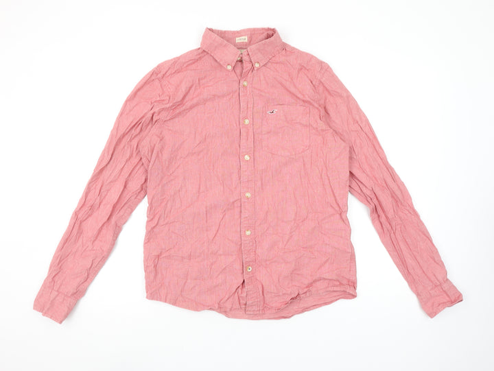 Hollister Men’s Red Slim Fit Long Sleeve Button-Up Shirt M