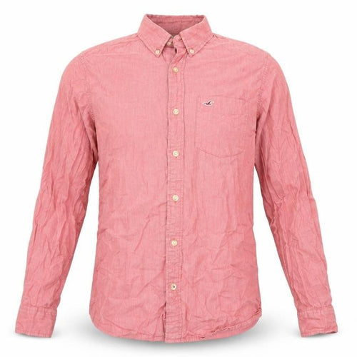 Hollister Men’s Red Slim Fit Long Sleeve Button-Up Shirt M