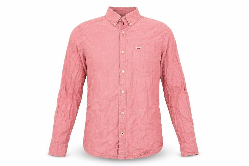 Hollister Men’s Red Slim Fit Long Sleeve Button-Up Shirt M
