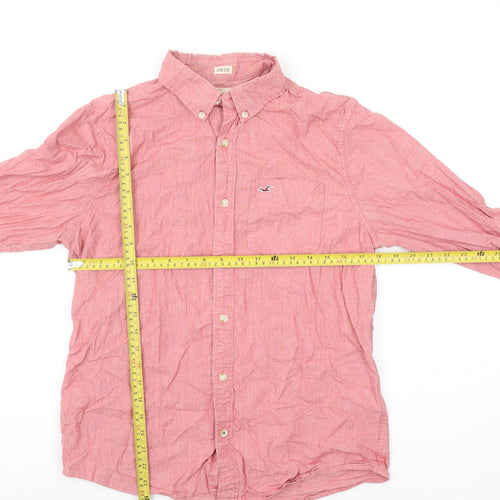 Hollister Men’s Red Slim Fit Long Sleeve Button-Up Shirt M