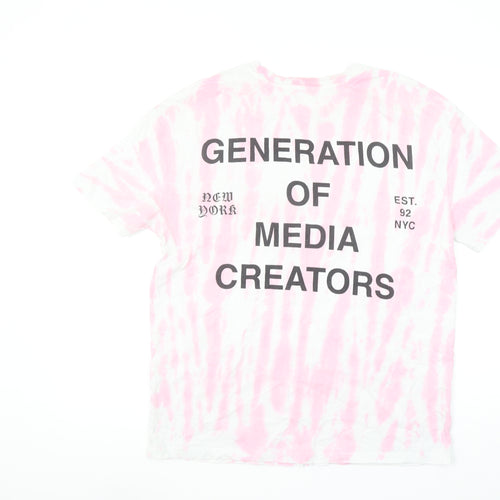 Zara Women Pink Tie-Dye Graphic T-Shirt Medium Casual Style