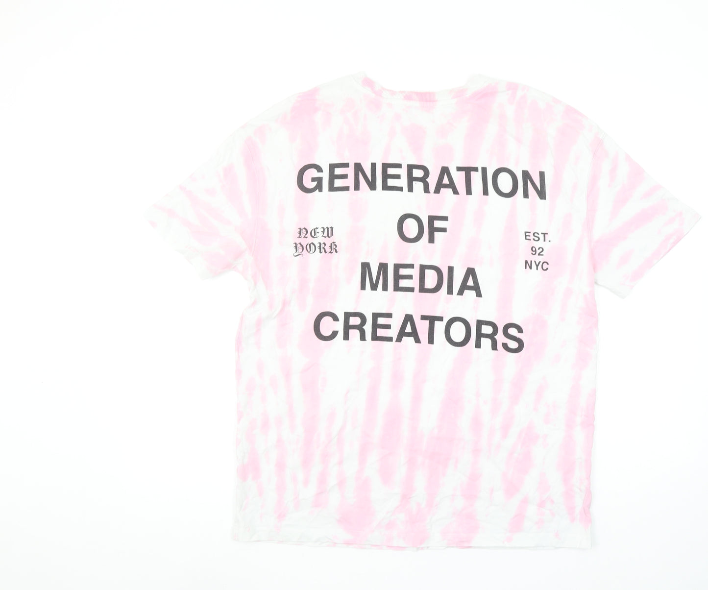 Zara Women Pink Tie-Dye Graphic T-Shirt Medium Casual Style