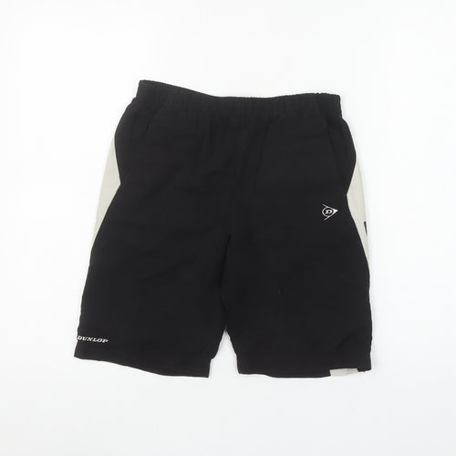 Dunlop Boys Black Athletic Sports Shorts 7-8 Years Elastic Waist Regular Fit