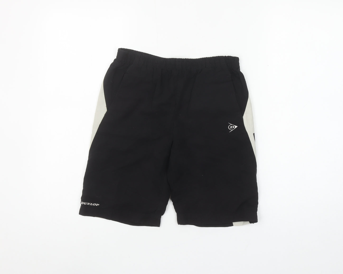 Dunlop Boys Black Athletic Sports Shorts 7-8 Years Elastic Waist Regular Fit
