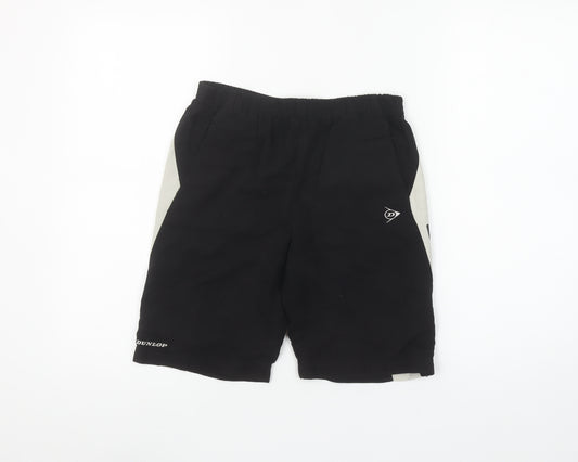 Dunlop Boys Black Athletic Sports Shorts 7-8 Years Elastic Waist Regular Fit