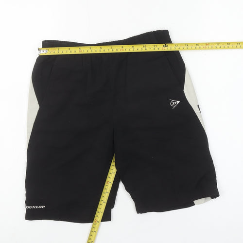Dunlop Boys Black Athletic Sports Shorts 7-8 Years Elastic Waist Regular Fit