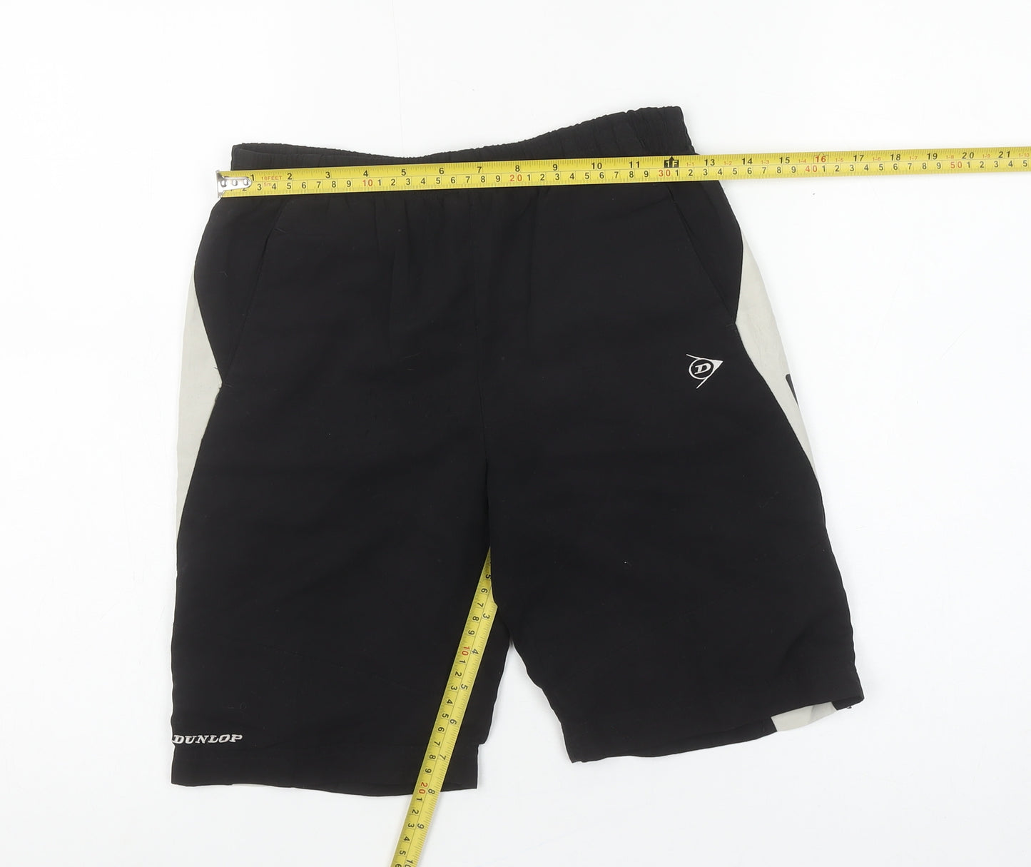 Dunlop Boys Black Athletic Sports Shorts 7-8 Years Elastic Waist Regular Fit