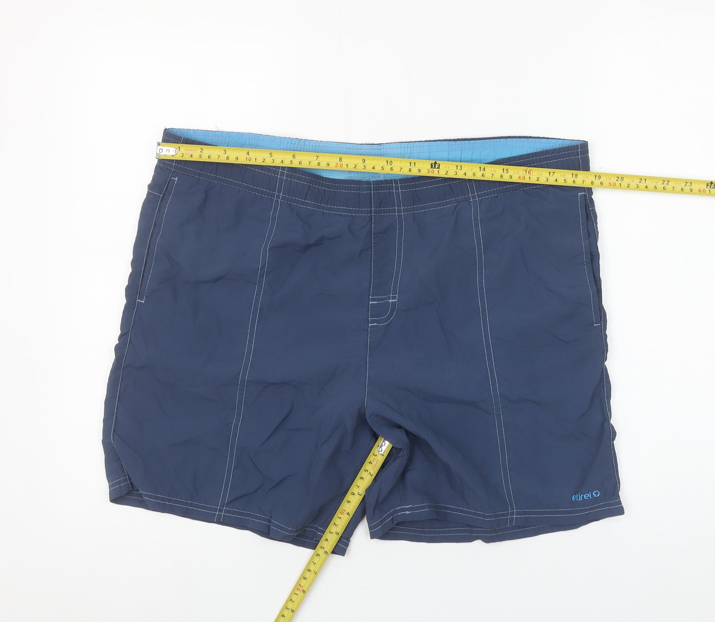 Etirel Men Blue M Swim Shorts Elastic Waist Quick Dry Lined