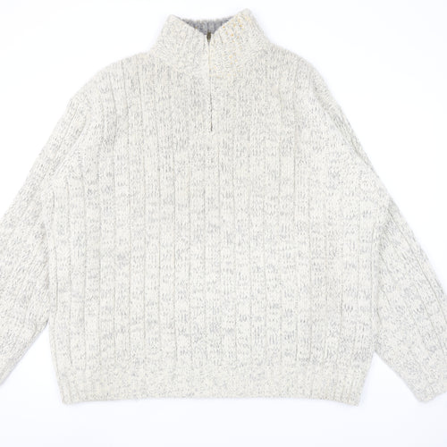 Marks and Spencer Men’s Beige 2XL Half Zip Wool Blend Jumper