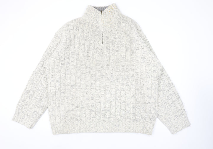 Marks and Spencer Men’s Beige 2XL Half Zip Wool Blend Jumper