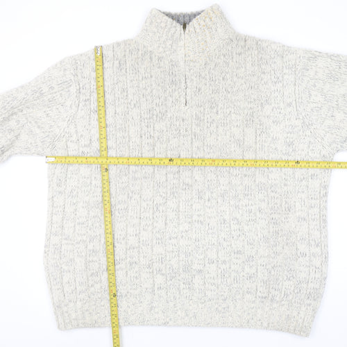 Marks and Spencer Men’s Beige 2XL Half Zip Wool Blend Jumper