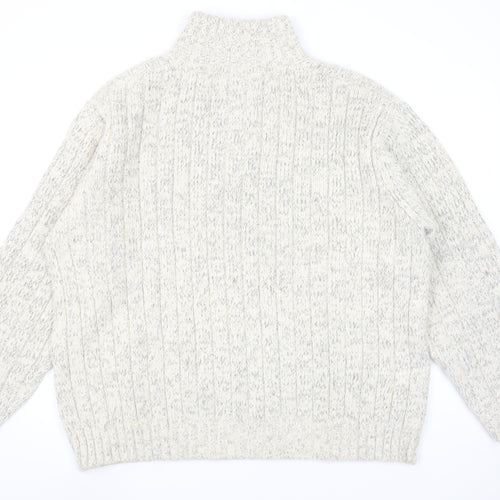 Marks and Spencer Men’s Beige 2XL Half Zip Wool Blend Jumper