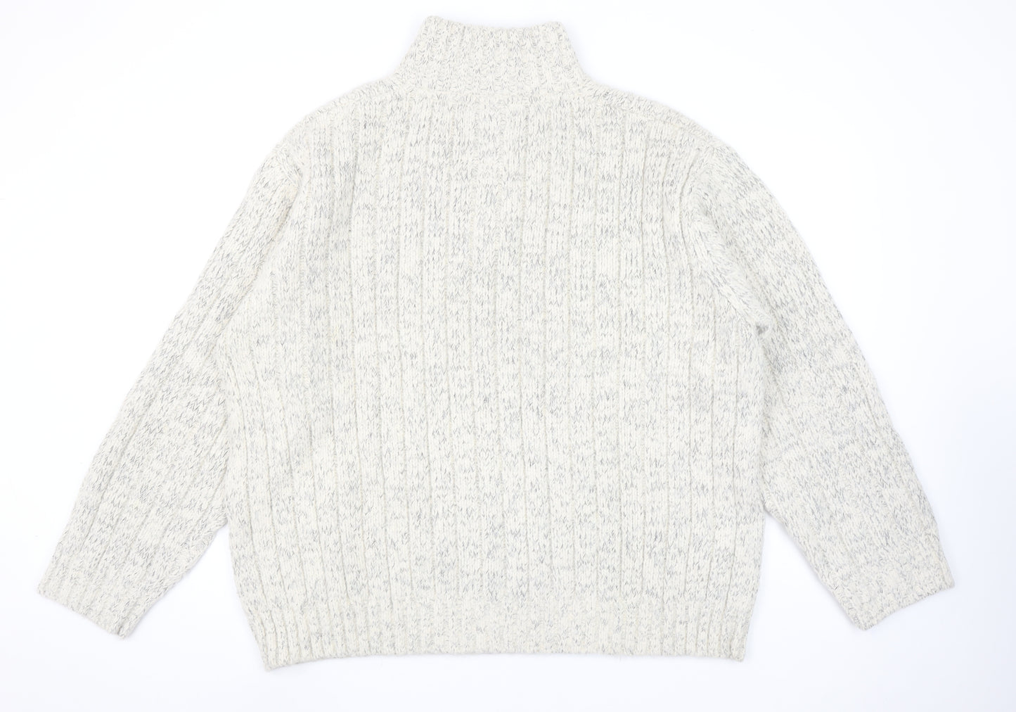 Marks and Spencer Men’s Beige 2XL Half Zip Wool Blend Jumper