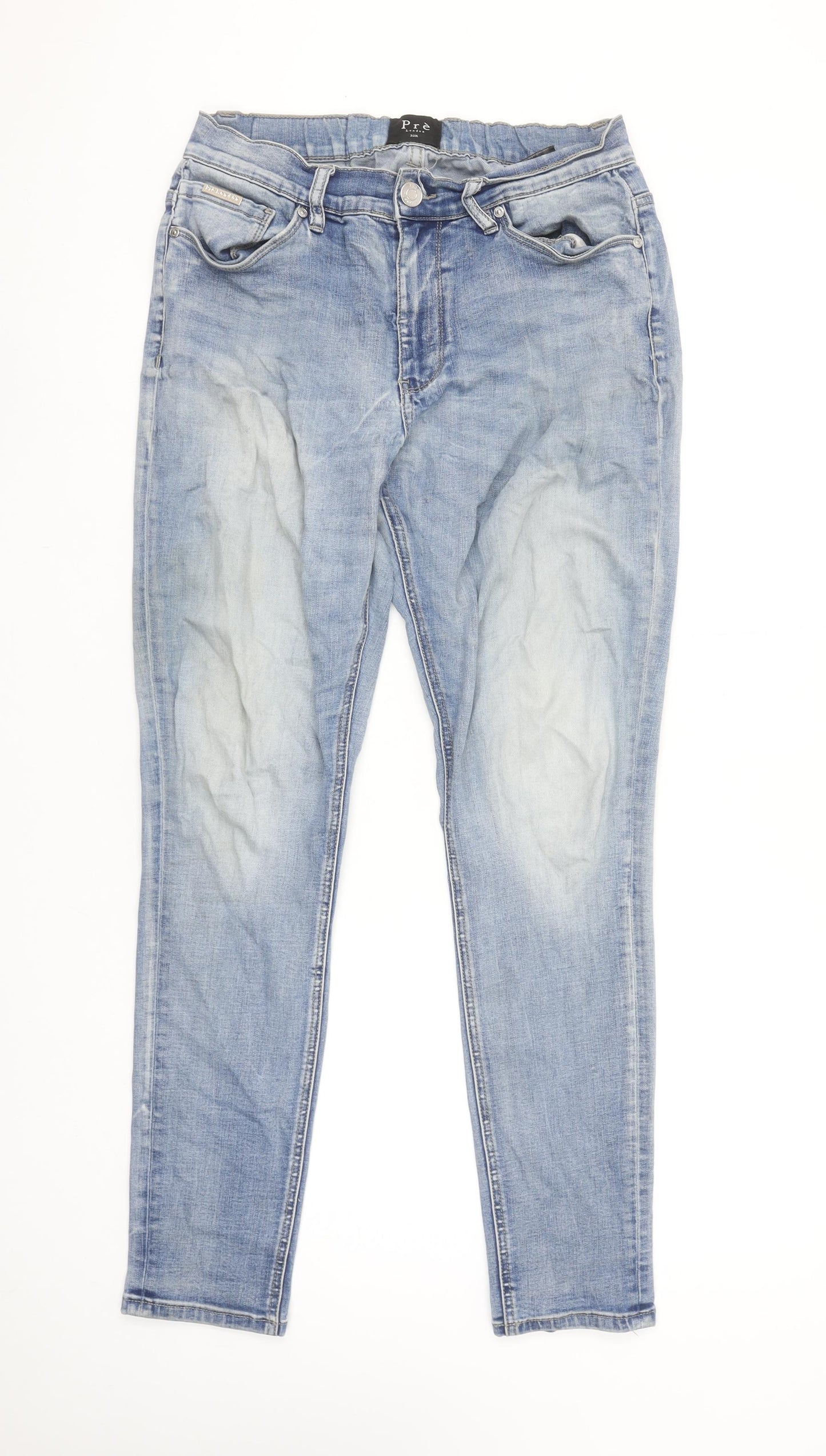 Pre London Men’s Blue Slim Straight Jeans 32R Light Wash Denim