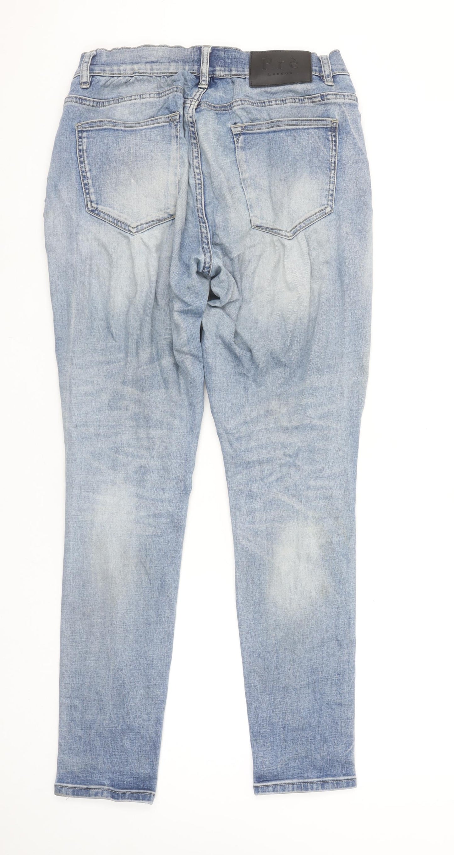 Pre London Men’s Blue Slim Straight Jeans 32R Light Wash Denim