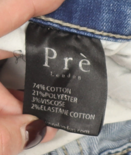 Pre London Men’s Blue Slim Straight Jeans 32R Light Wash Denim