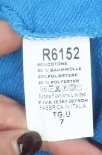 Kyla Women Blue Cotton Blend Pullover Sweatshirt Size L