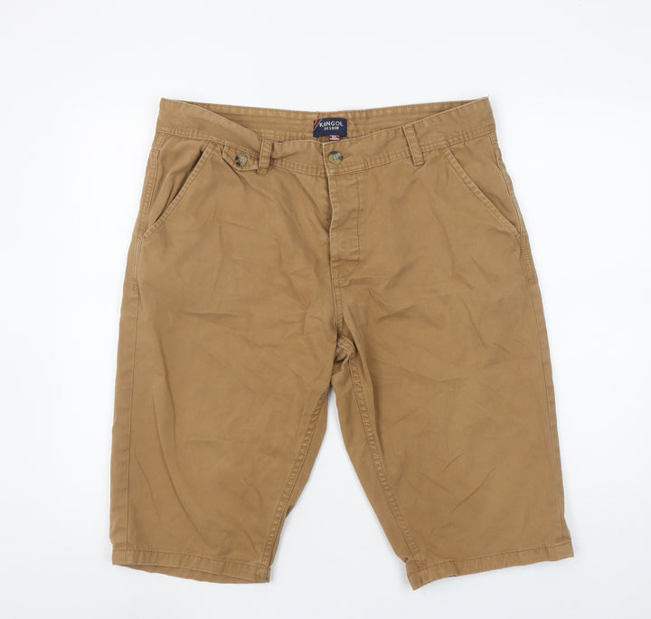 Kangol Men's Beige Chino Shorts XL Regular Fit Cotton Casual