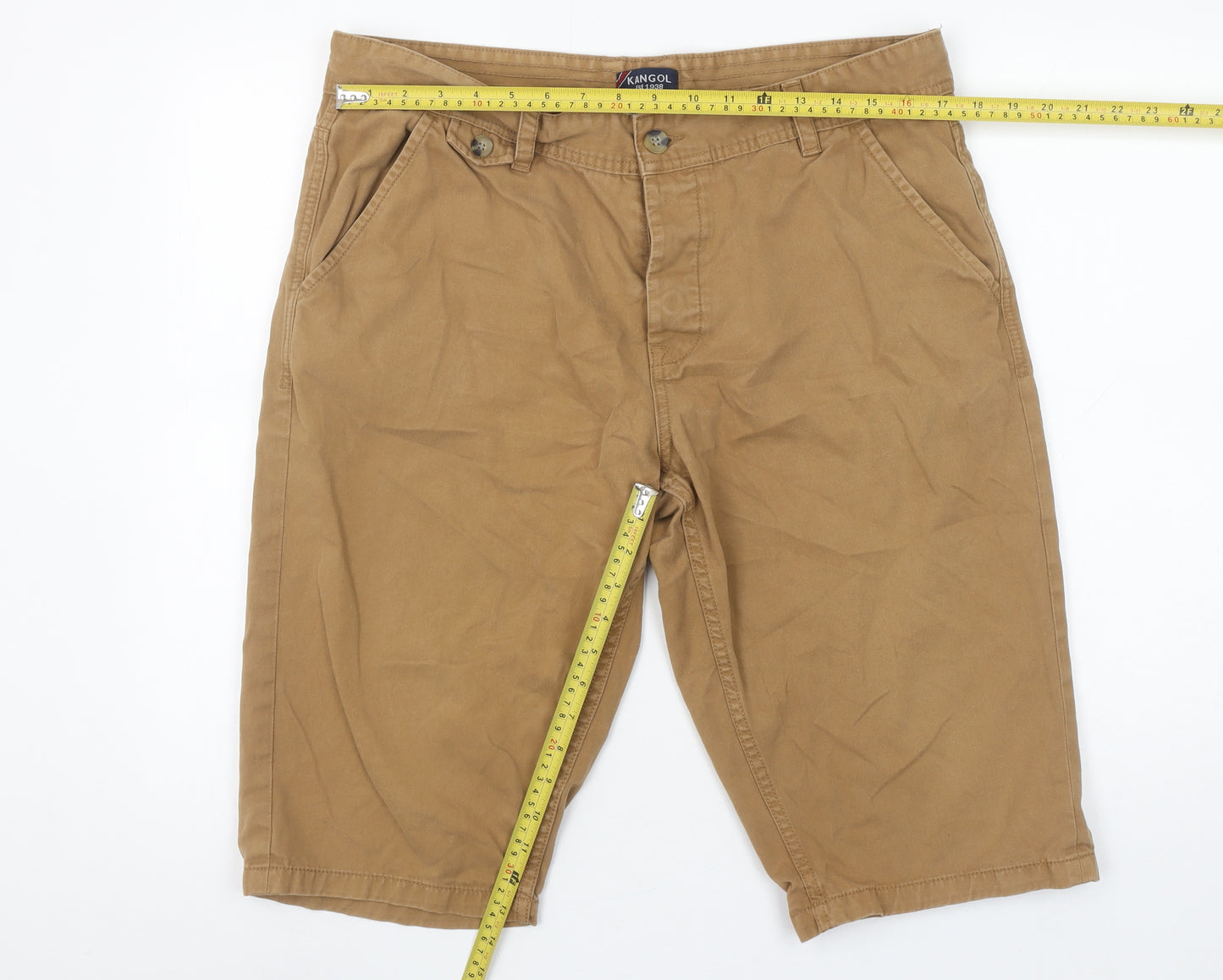 Kangol Men's Beige Chino Shorts XL Regular Fit Cotton Casual