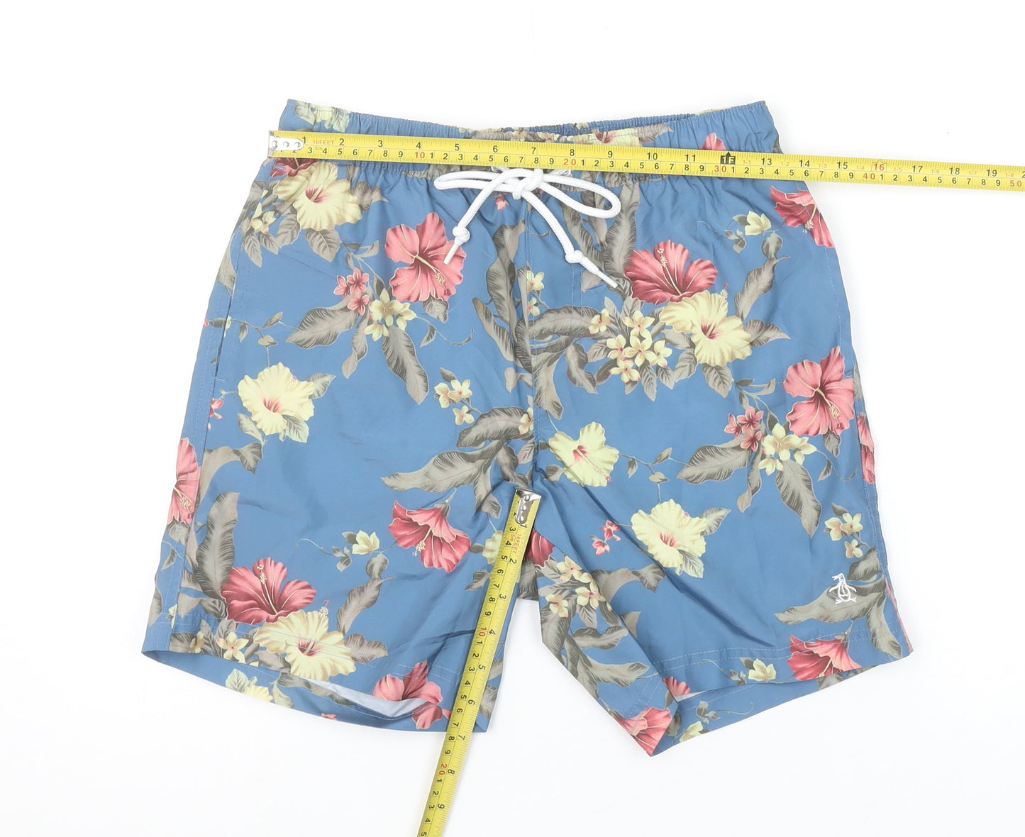 Original Penguin Men's Blue Floral Hawaiian Swim Shorts Size S