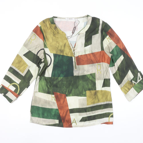 Punt Roma Women’s Multicoloured Geometric Tunic Blouse Size 10