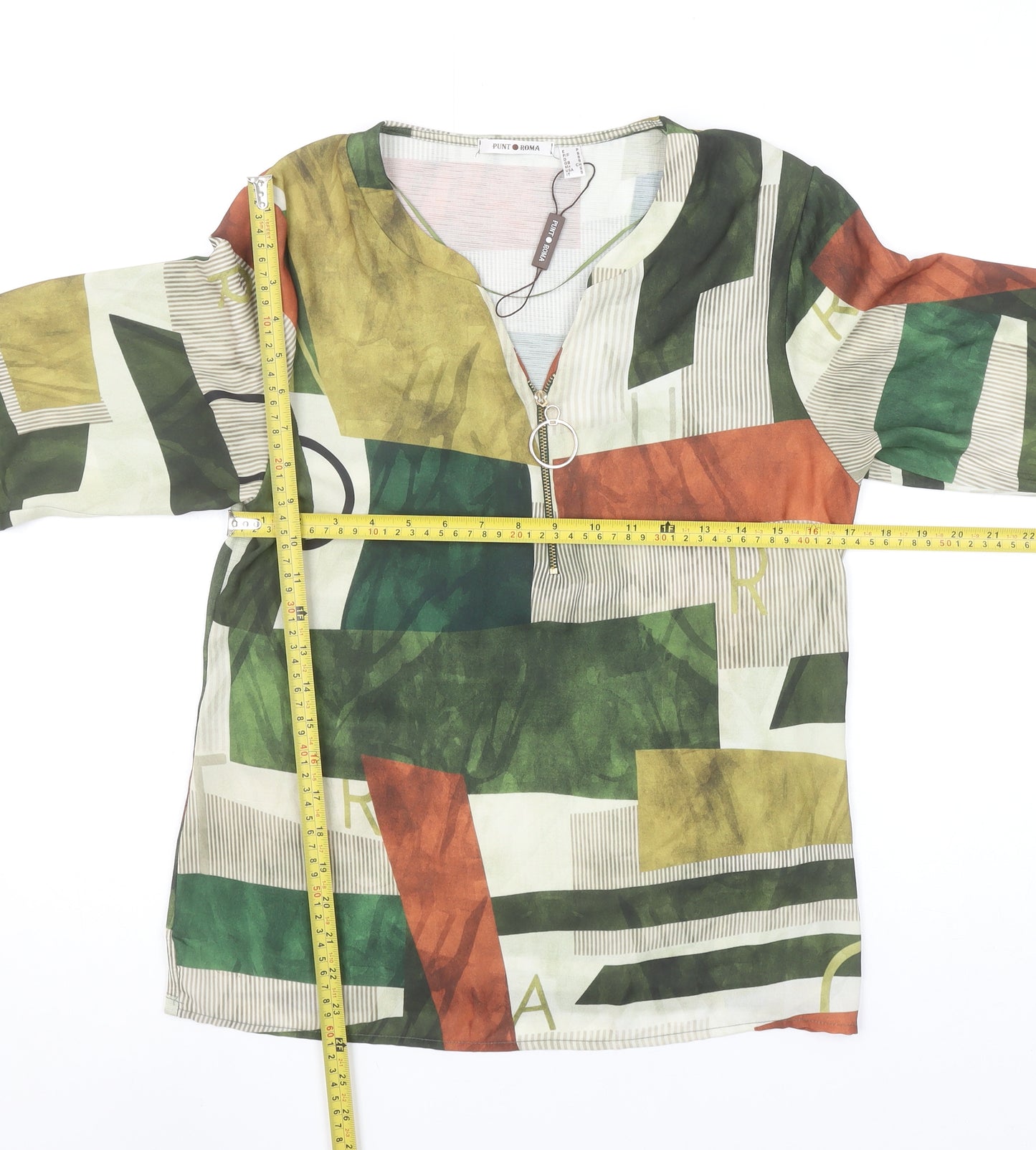 Punt Roma Women’s Multicoloured Geometric Tunic Blouse Size 10