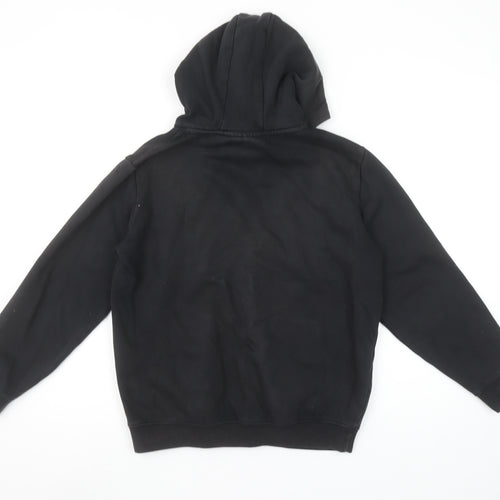 SikSilk Boys Black Pullover Hoodie 13-14 Years Cotton Blend Logo Hooded Sweatshirt