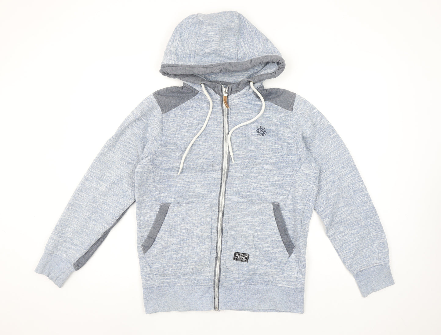 CENTE RED Men's Grey Full Zip Hoodie Small Lightweight Cotton Blend