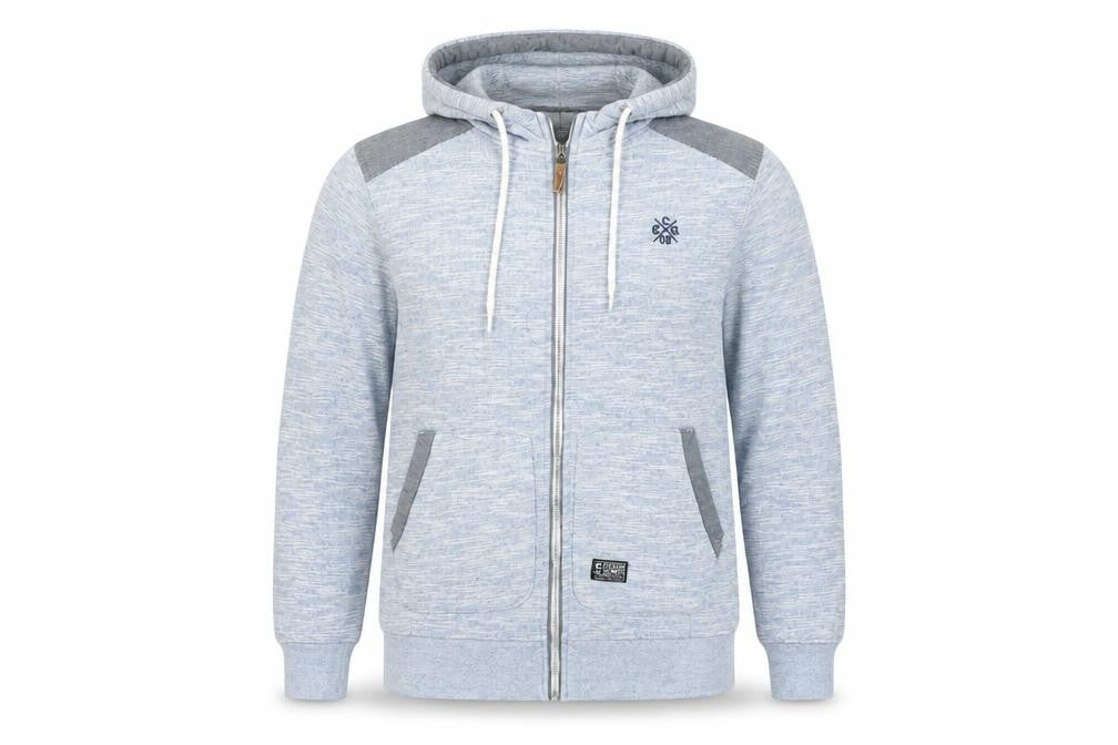 Front view of CENTE RED Men's Grey Full Zip Hoodie Small Lightweight Cotton Blend