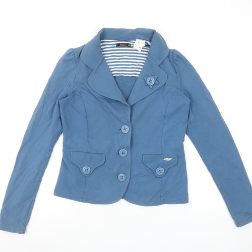 Killah Women Blue XL Cotton Stretch Single Breasted Blazer Jacket