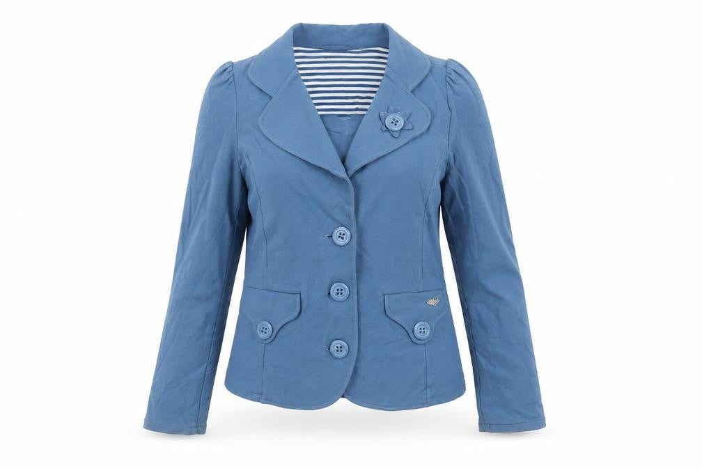 Front view of Killah Women Blue XL Cotton Stretch Single Breasted Blazer Jacket