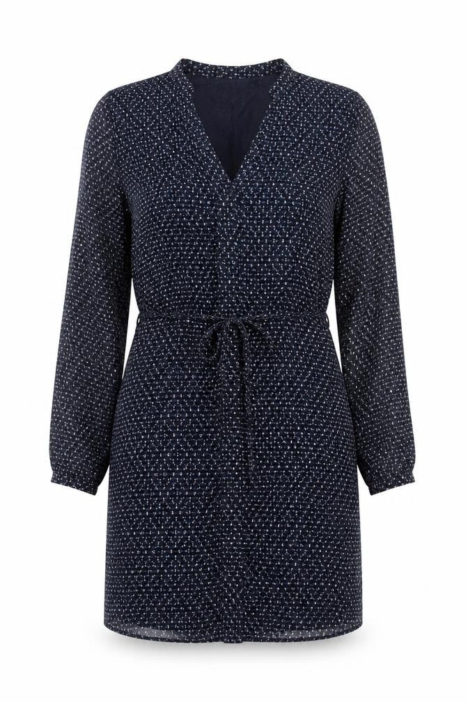 Mango Women’s Blue Geometric Belted Shirt Dress Size XS
