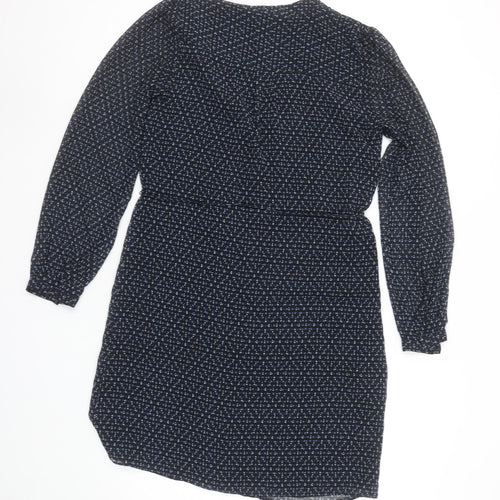 Mango Women’s Blue Geometric Belted Shirt Dress Size XS