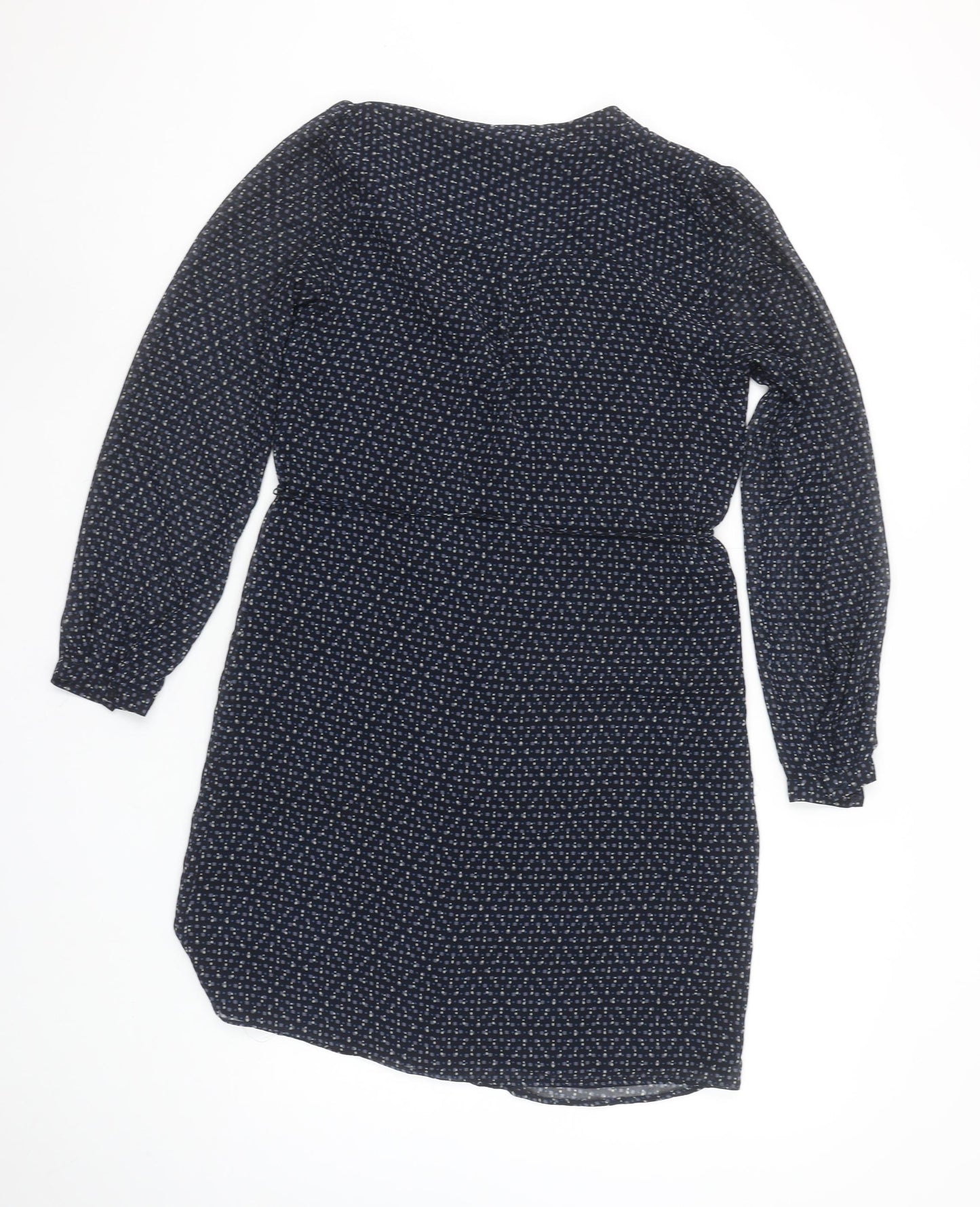 Mango Women’s Blue Geometric Belted Shirt Dress Size XS