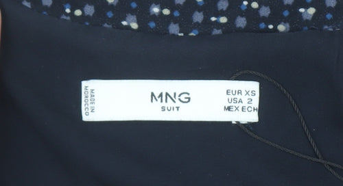 Mango Women’s Blue Geometric Belted Shirt Dress Size XS