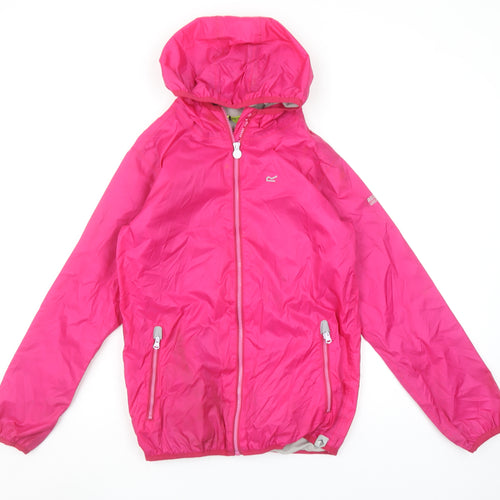 Regatta Girls Pink Hooded Windbreaker Jacket 11-12 Years Lightweight Outdoor