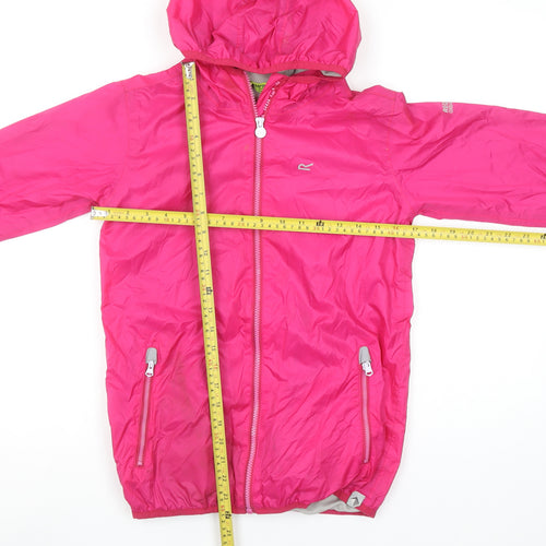 Regatta Girls Pink Hooded Windbreaker Jacket 11-12 Years Lightweight Outdoor