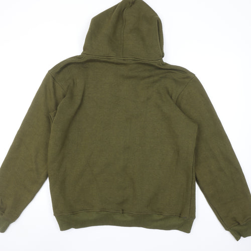 OWOA Men's Green Pullover Hoodie L Fleece Cotton Blend
