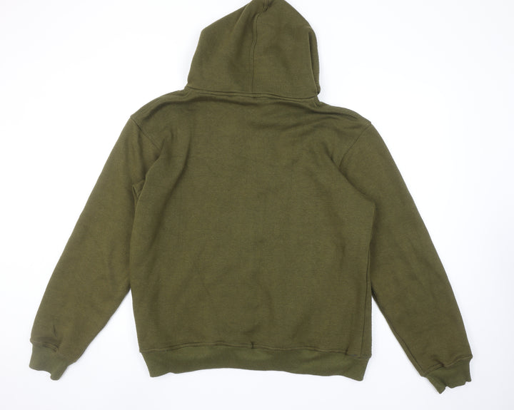 OWOA Men's Green Pullover Hoodie L Fleece Cotton Blend