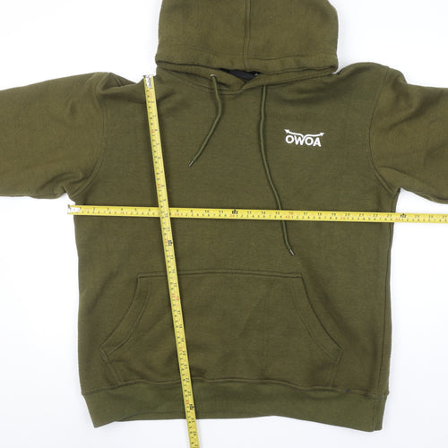 OWOA Men's Green Pullover Hoodie L Fleece Cotton Blend