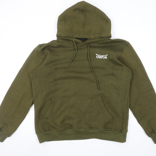 OWOA Men's Green Pullover Hoodie L Fleece Cotton Blend