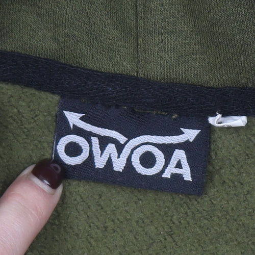 OWOA Men's Green Pullover Hoodie L Fleece Cotton Blend