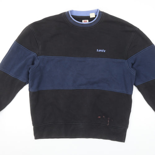 Levi's Men's Blue Colour Block Crew Neck Relaxed Fit Sweatshirt S