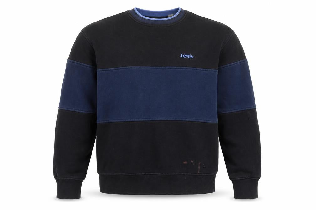 Front view of Levi's Men's Blue Colour Block Crew Neck Relaxed Fit Sweatshirt S
