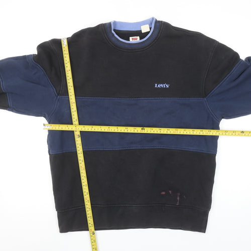 Levi's Men's Blue Colour Block Crew Neck Relaxed Fit Sweatshirt S