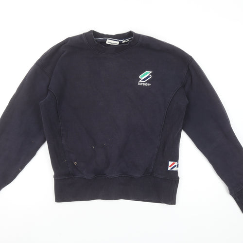 Superdry Women's Black Crew Neck Pullover Sweatshirt UK 8